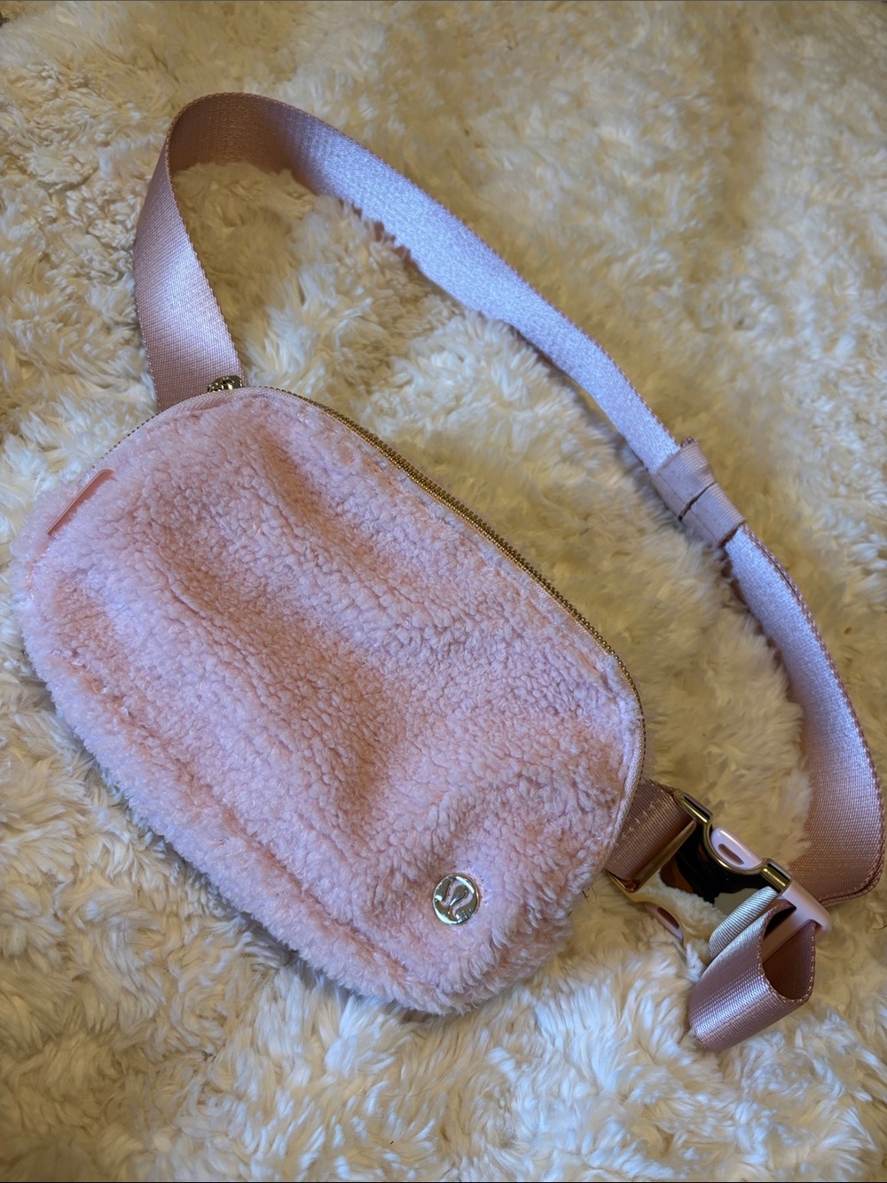 Lululemon Light Pink Fuzzy Crossbody Belt Bag